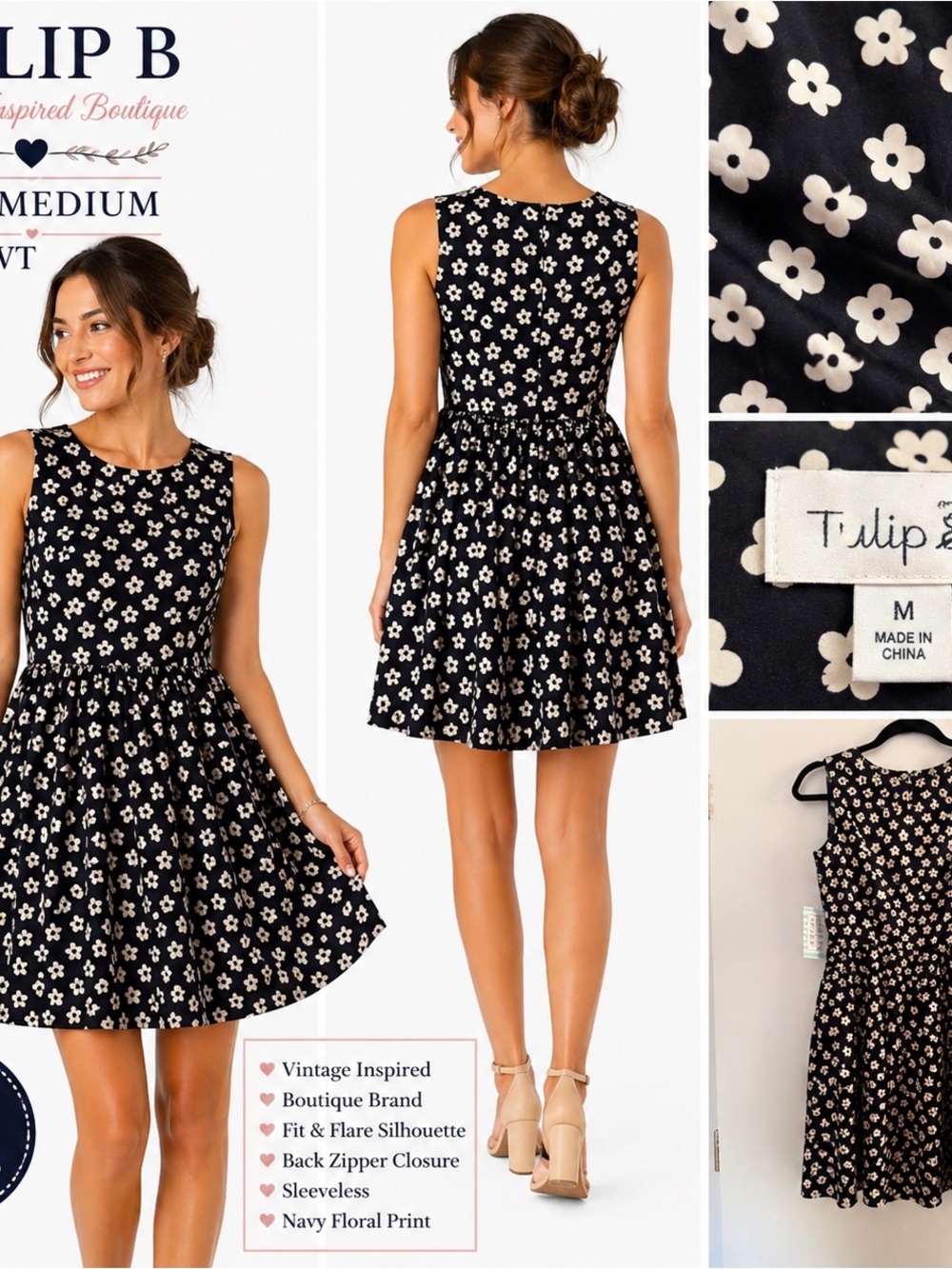 NWT TULIP B SIZE MEDIUM SLEEVELESS DRESS. - Picture 2 of 7
